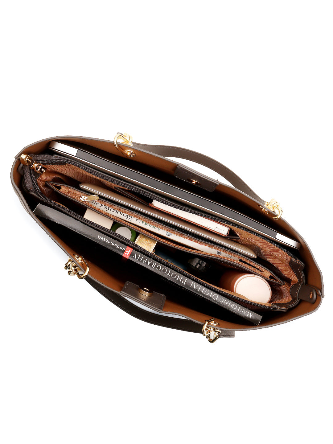 Magnolia Black PU Leather Printed One Size Women Tote