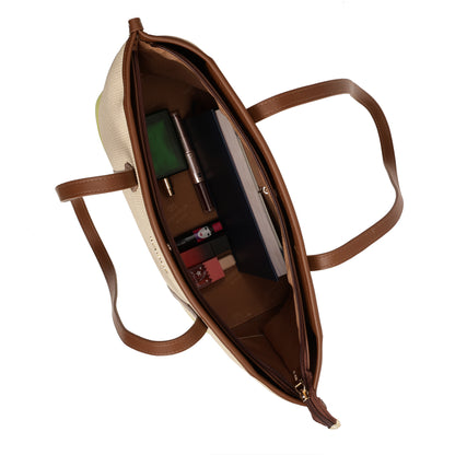 Magnolia PU Leather Women Beige Tote Bag