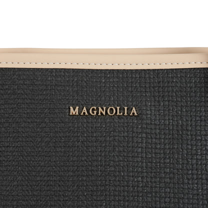 Magnolia PU Leather Women Black Tote Bag