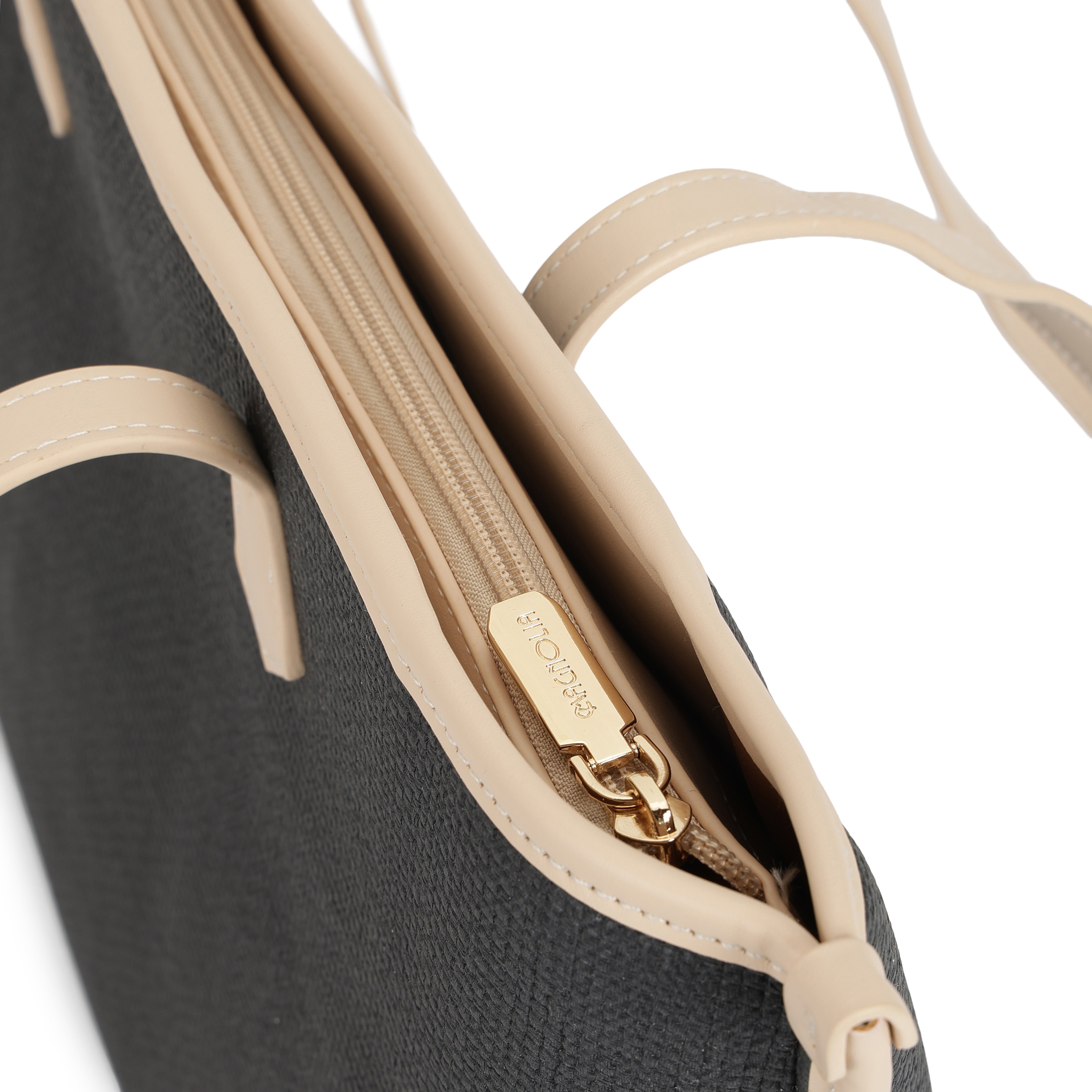 Magnolia PU Leather Women Black Tote Bag