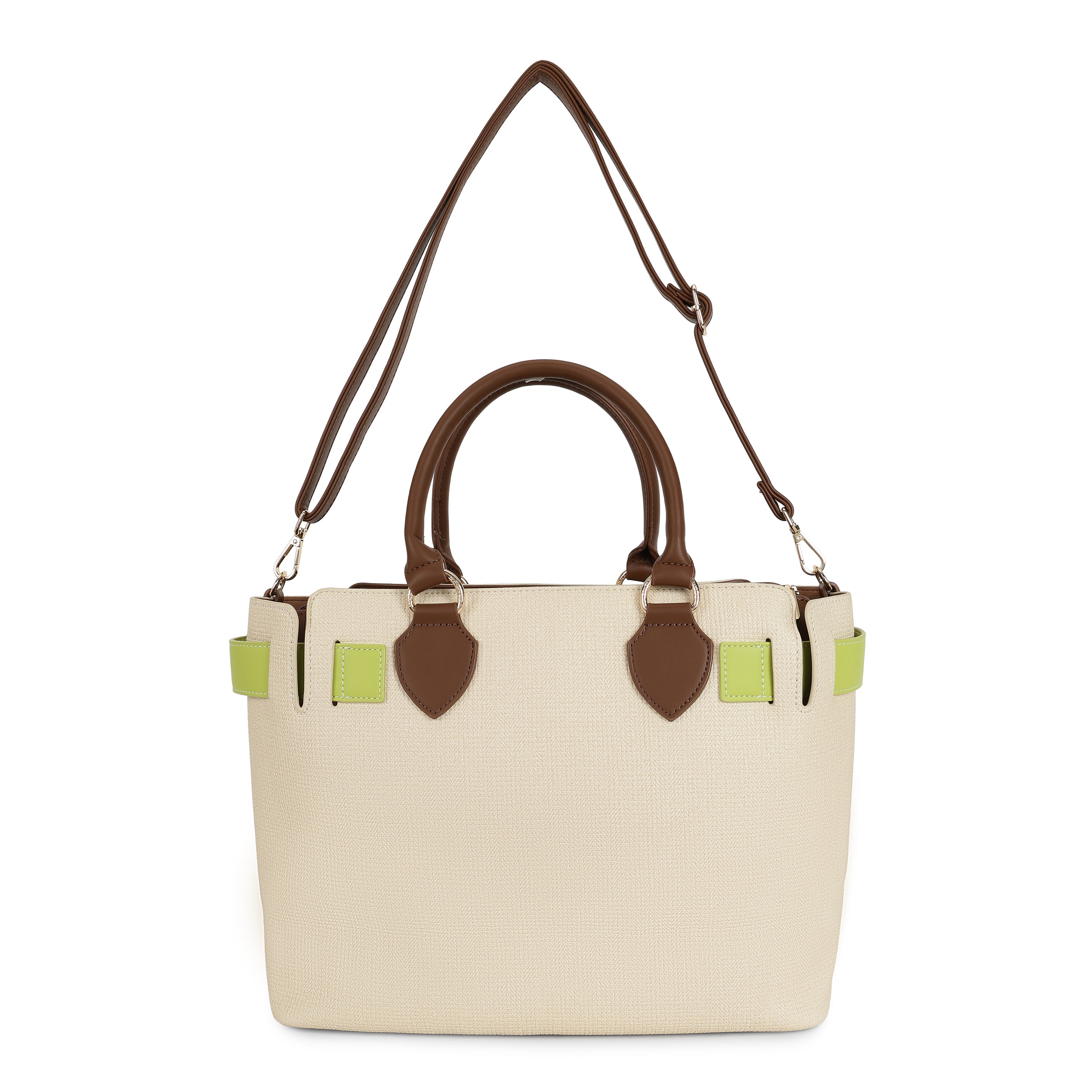Magnolia PU Leather Women Beige Tote Bag