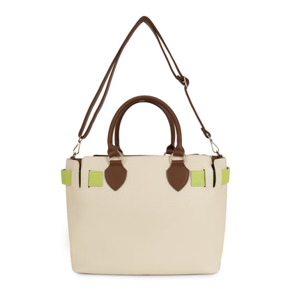 Magnolia PU Leather Women Beige Tote Bag