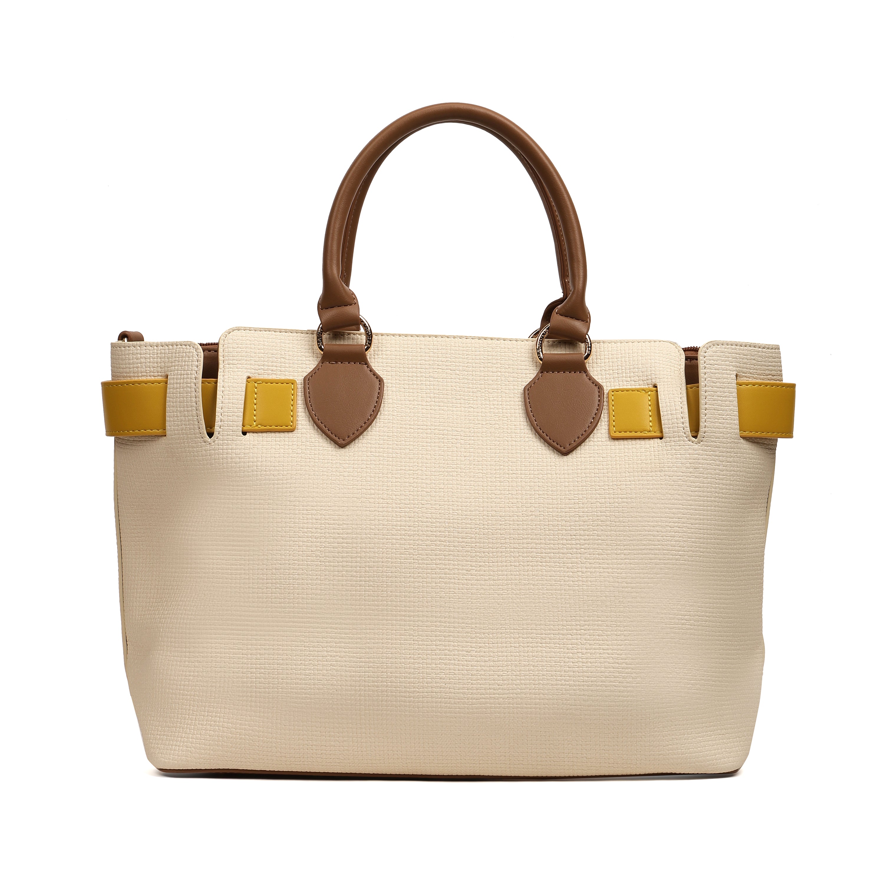 Magnolia PU Leather Women Ivory Tote Bag