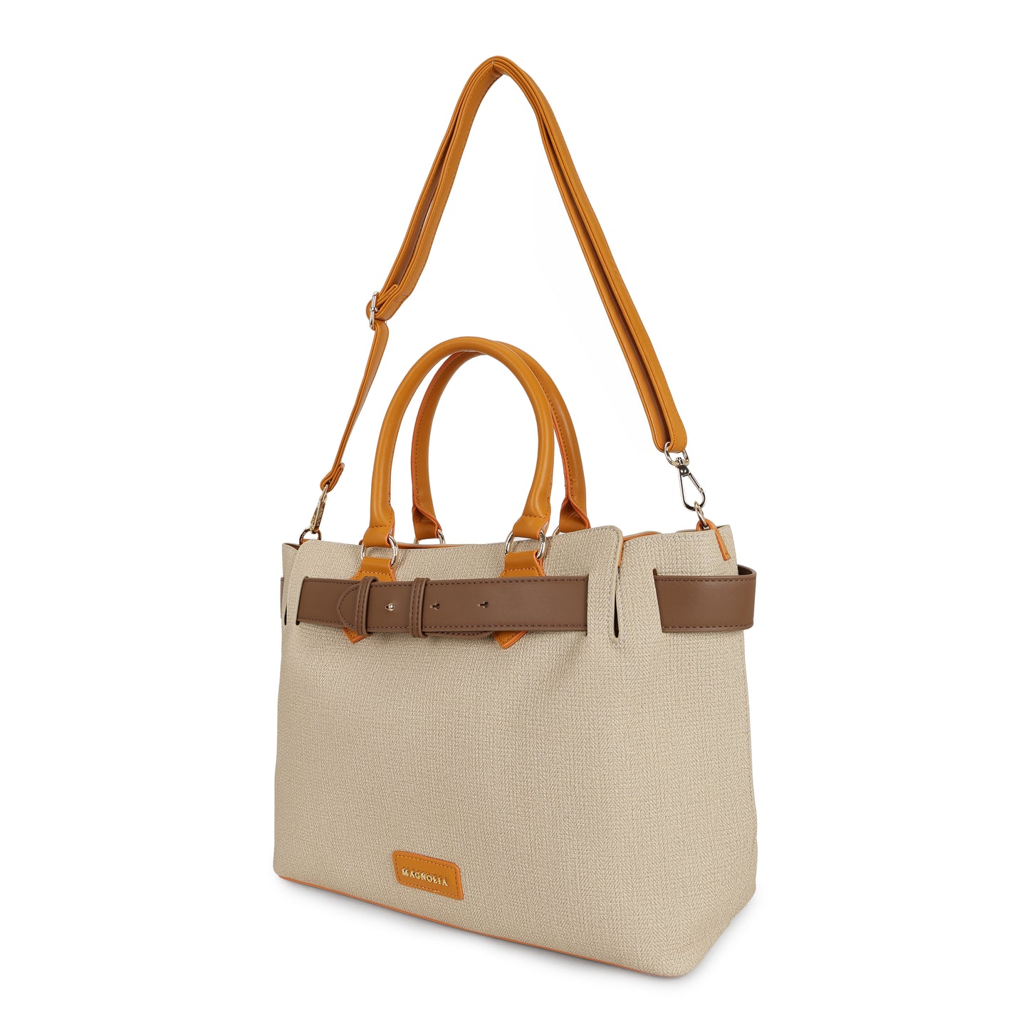 Magnolia PU Leather Women Khaki Tote Bag