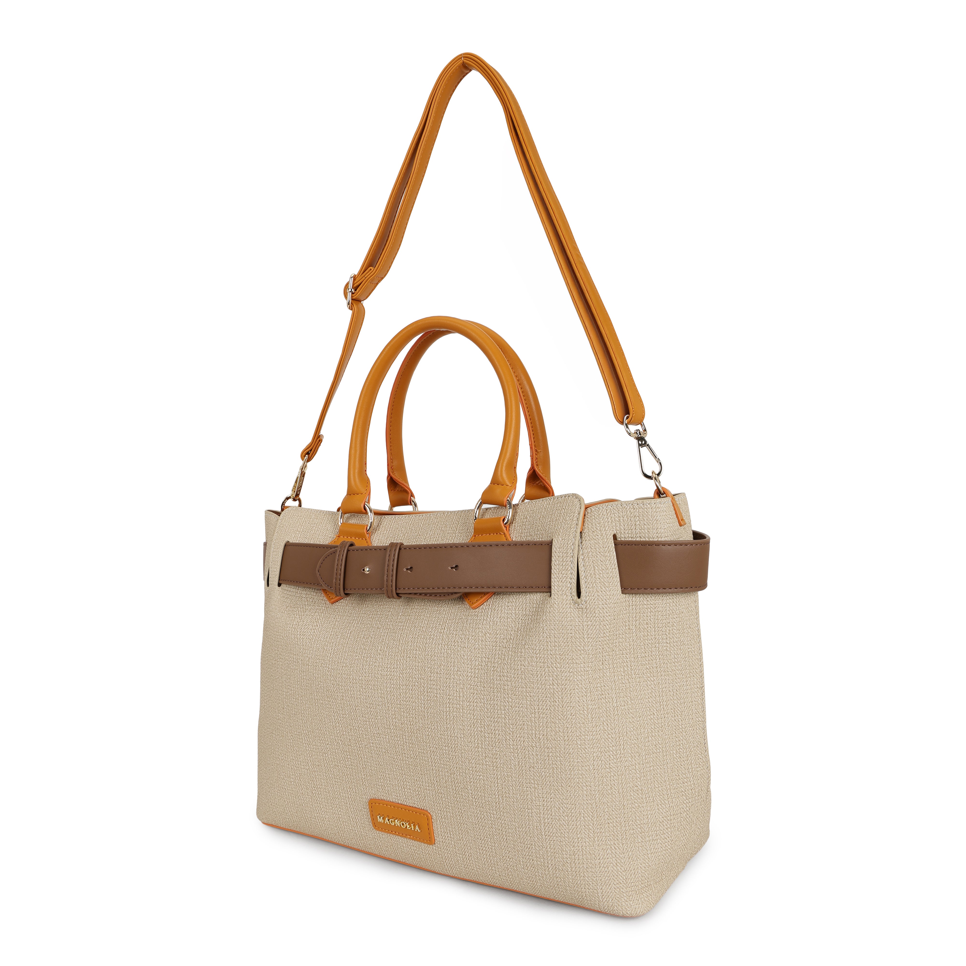 Magnolia PU Leather Women Khaki Tote Bag