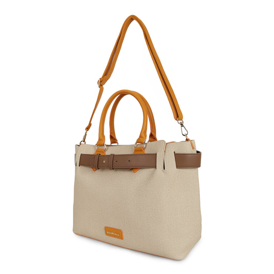 Magnolia PU Leather Women Khaki Tote Bag
