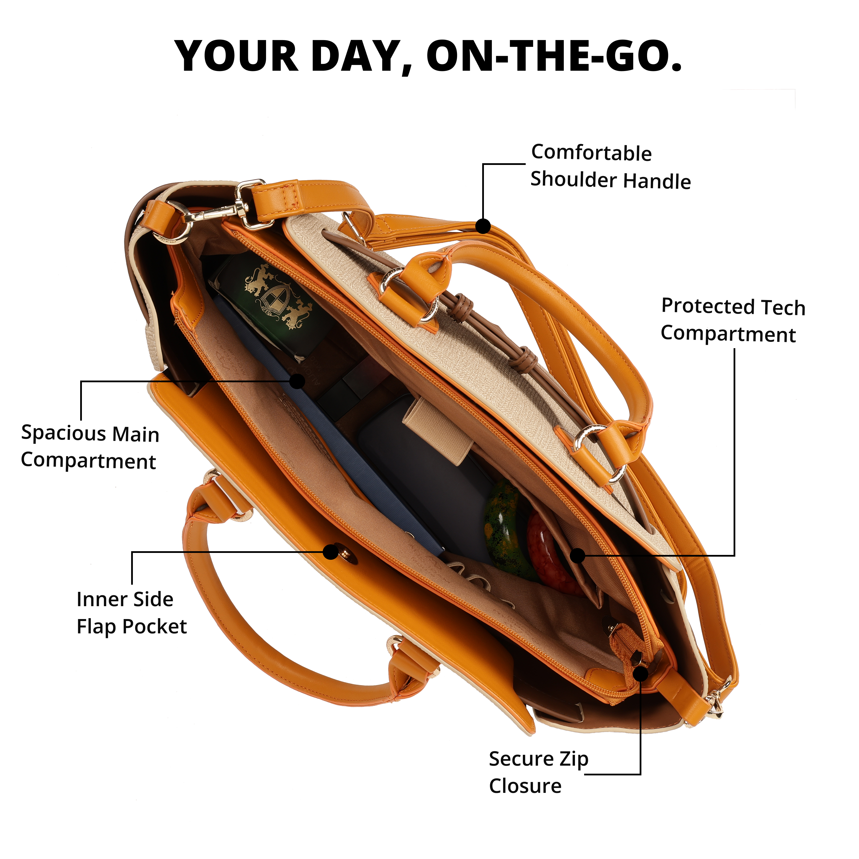 Magnolia PU Leather Women Khaki Tote Bag