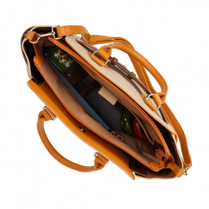 Magnolia PU Leather Women Khaki Tote Bag