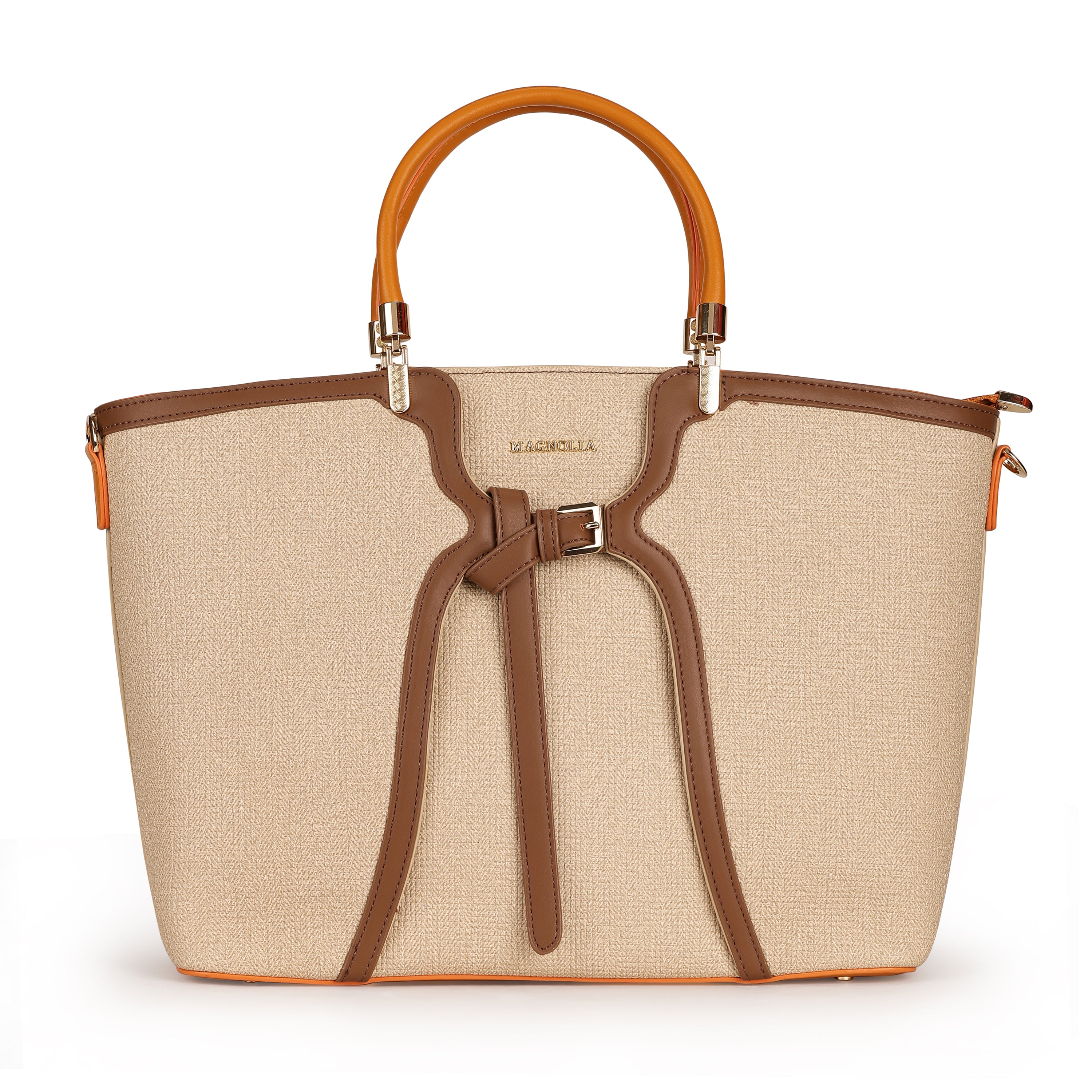 Magnolia PU Leather Women Khaki Tote Bag