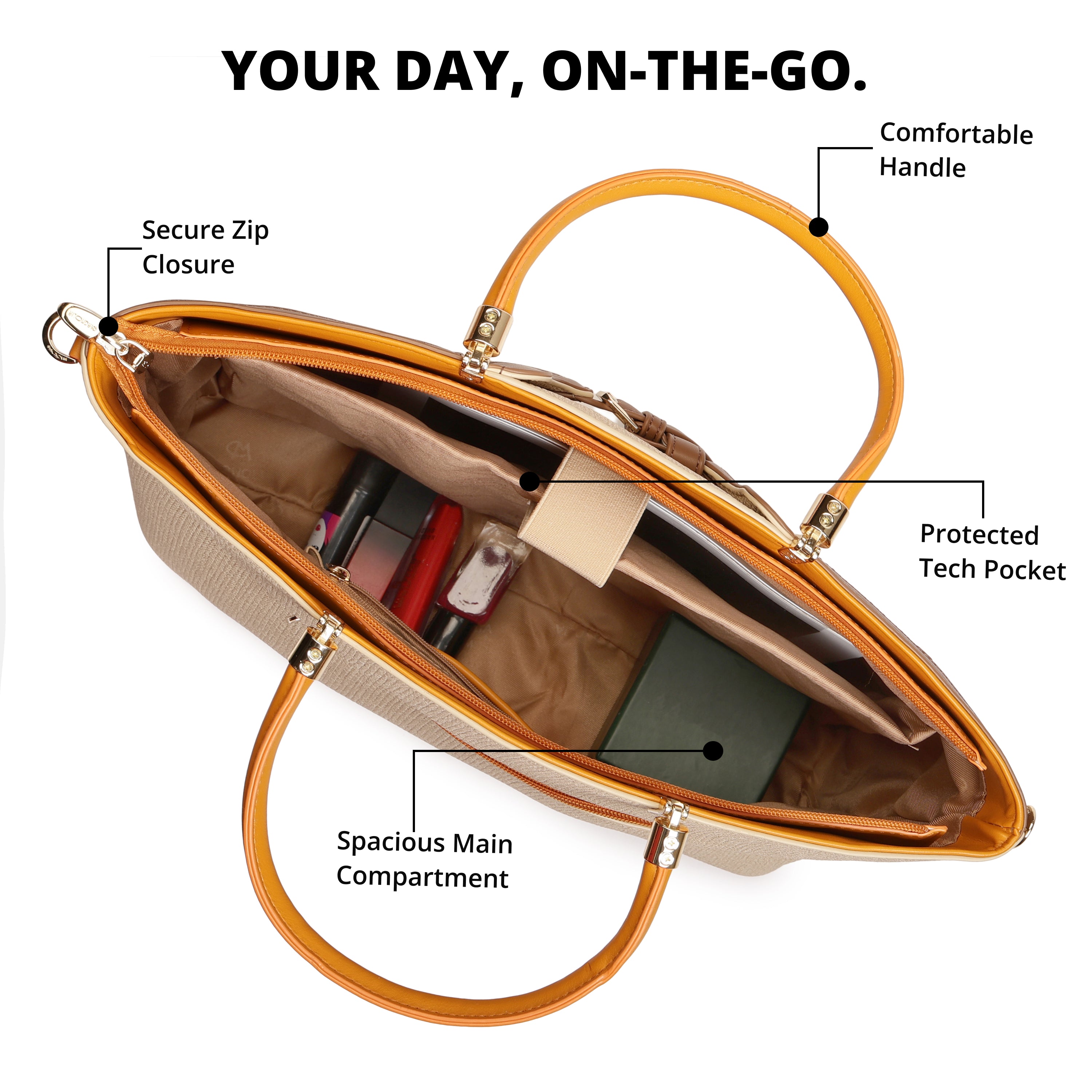 Magnolia PU Leather Women Khaki Tote Bag