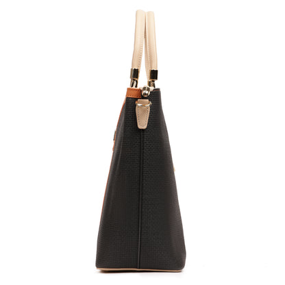 Magnolia PU Leather Women Black Tote Bag