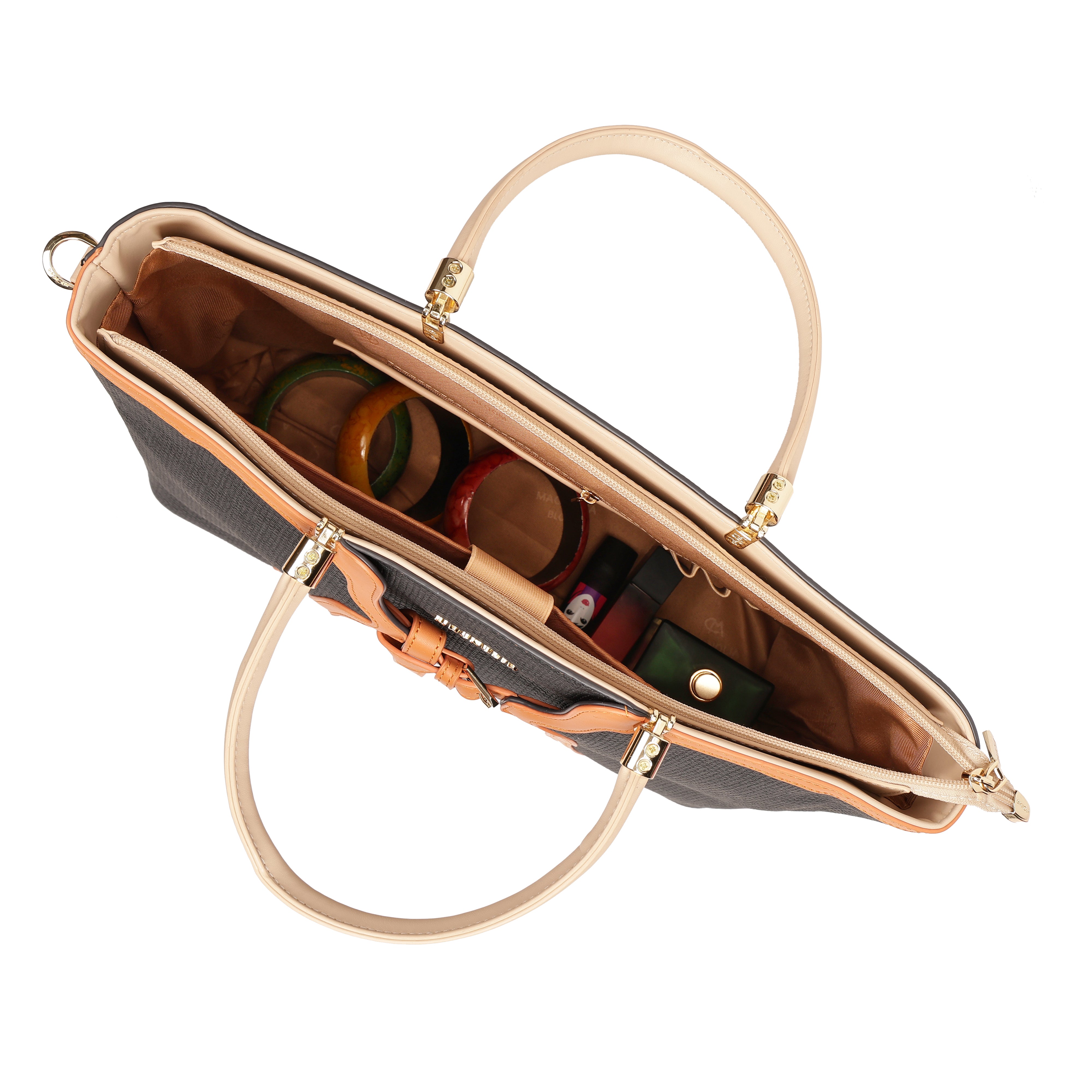 Magnolia PU Leather Women Black Tote Bag