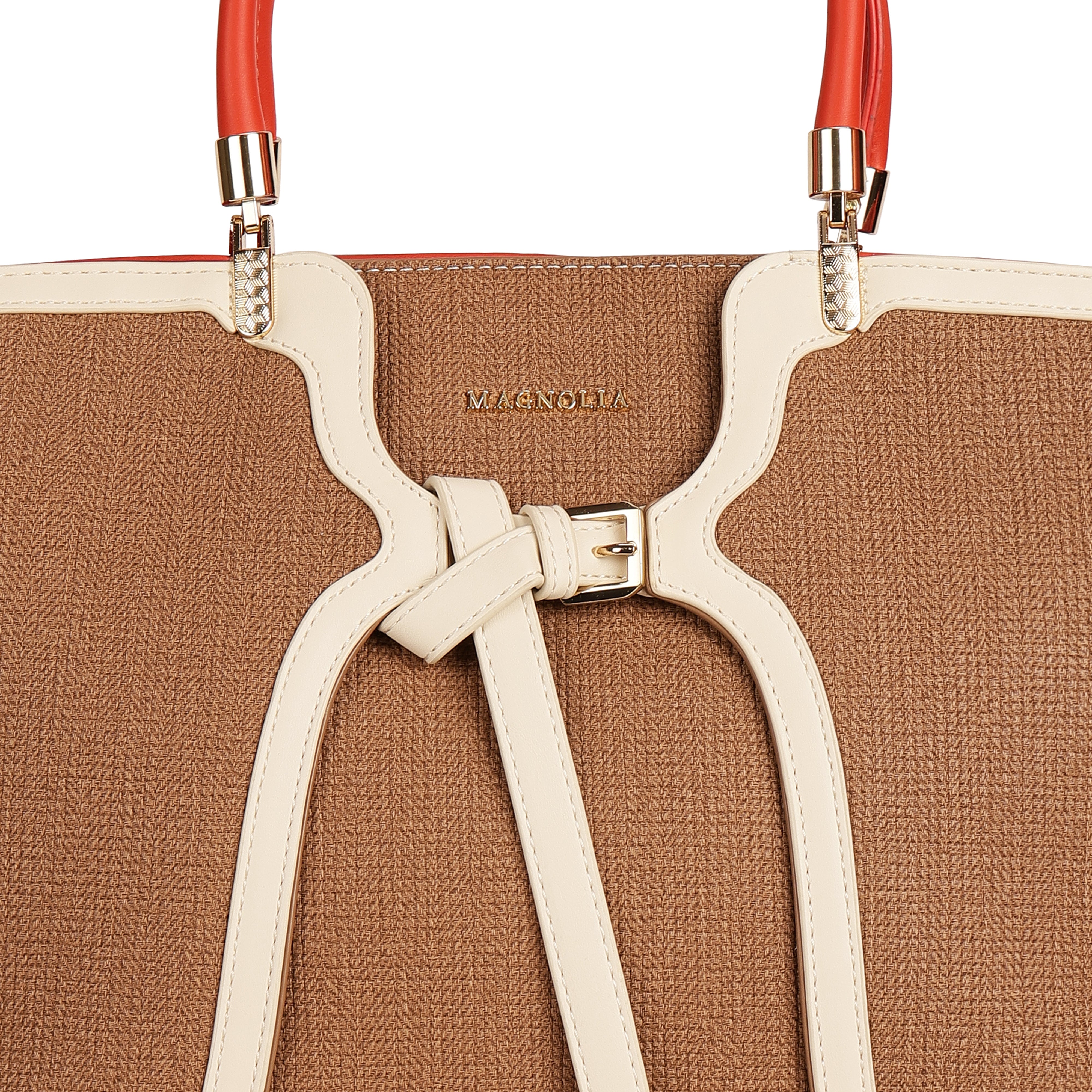 Magnolia PU Leather Women Brown Tote Bag