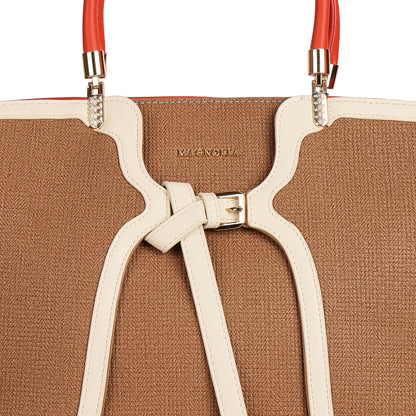 Magnolia PU Leather Women Brown Tote Bag