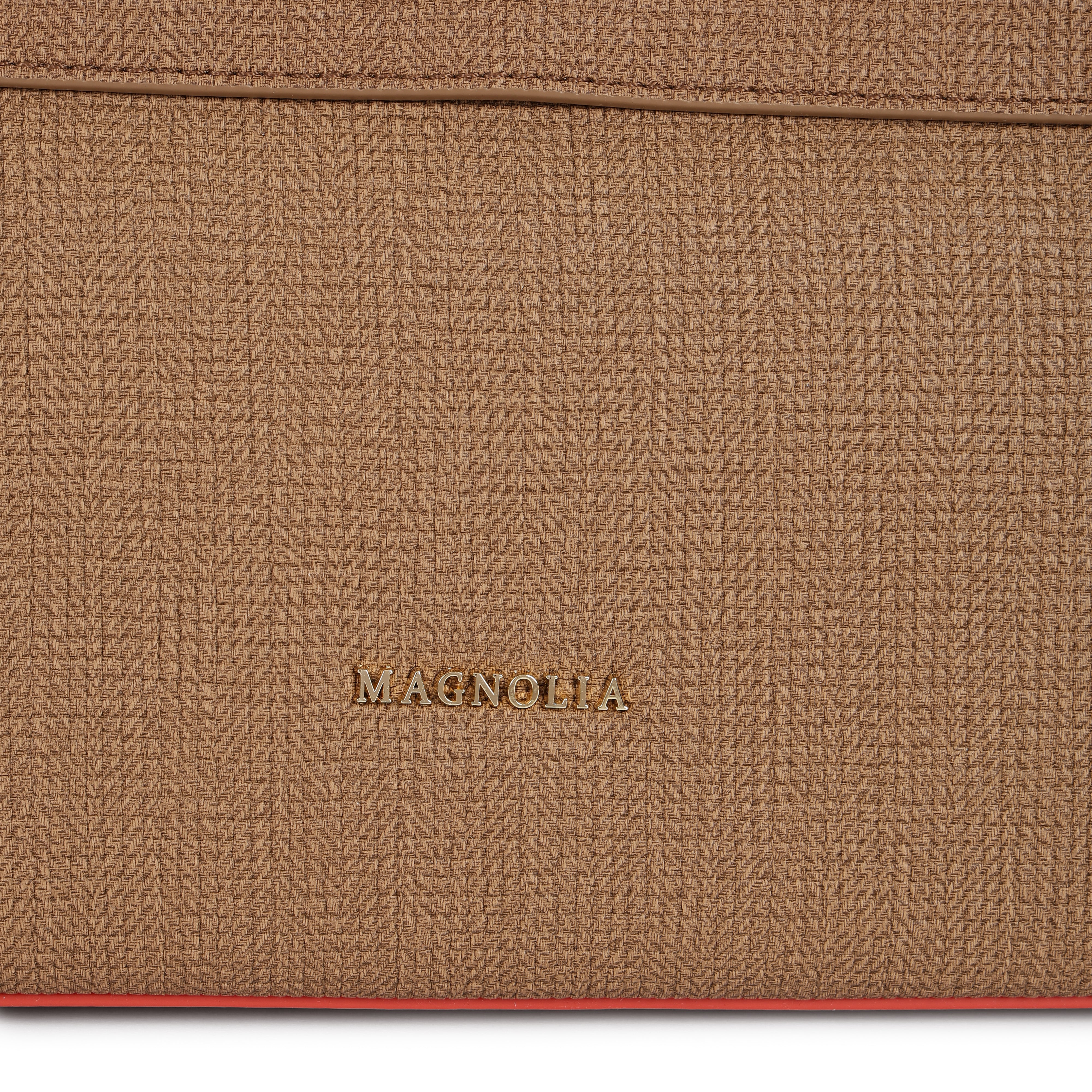 Magnolia PU Leather Women Brown Tote Bag