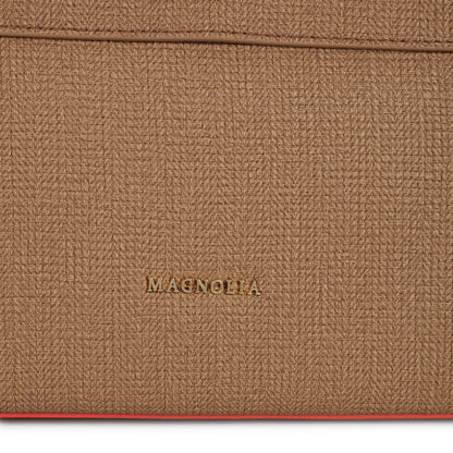 Magnolia PU Leather Women Brown Tote Bag