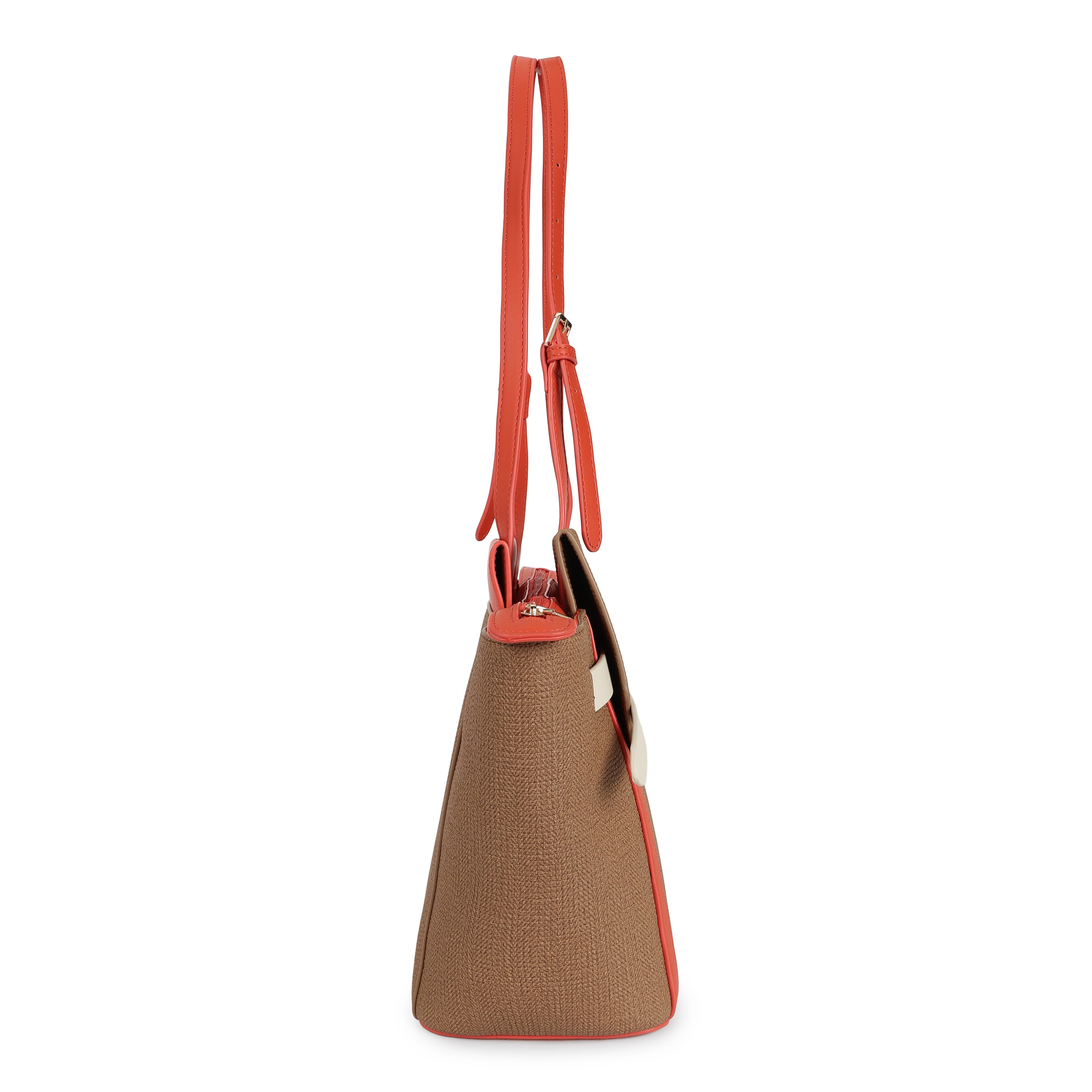 Magnolia PU Leather Women Brown Tote Bag