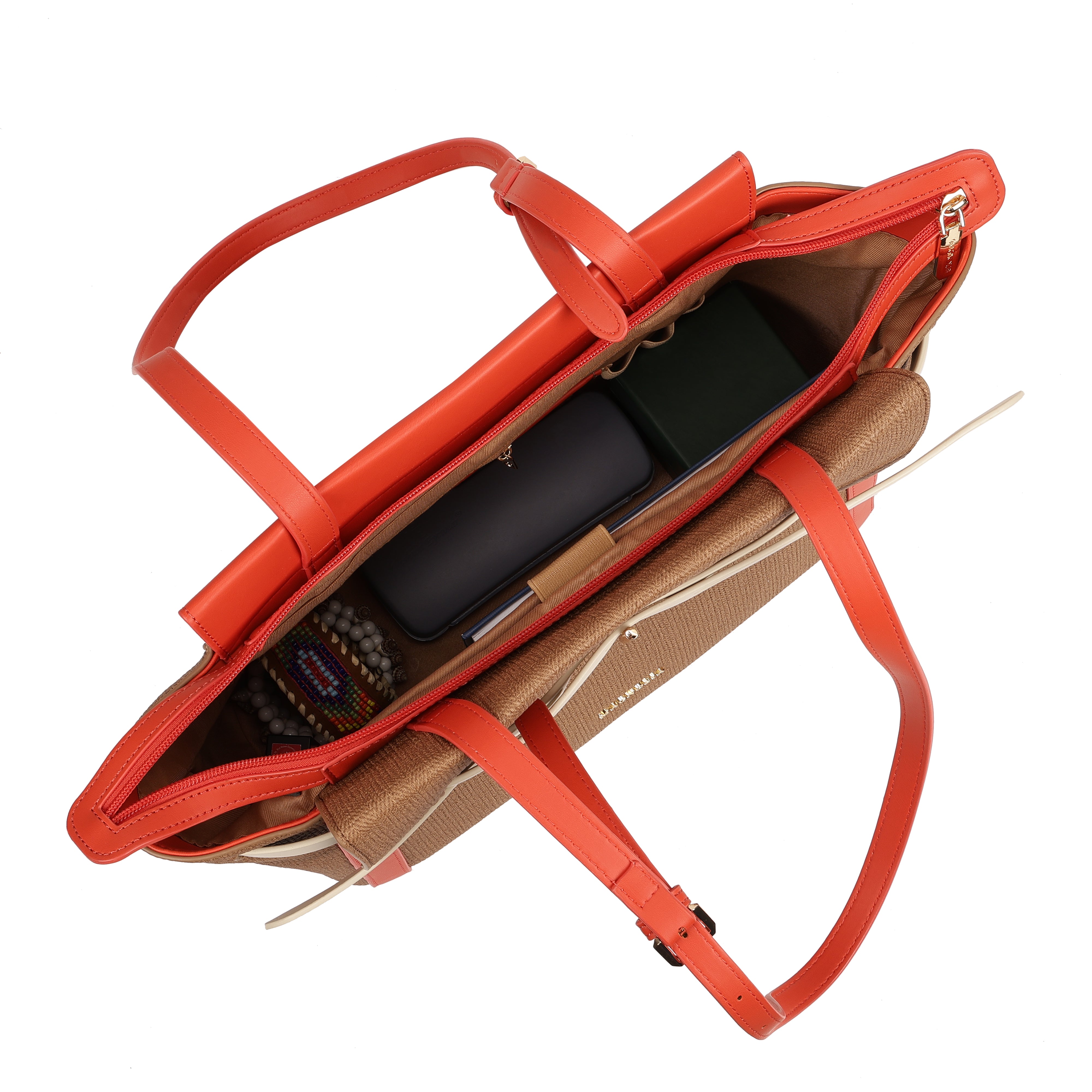 Magnolia PU Leather Women Brown Tote Bag