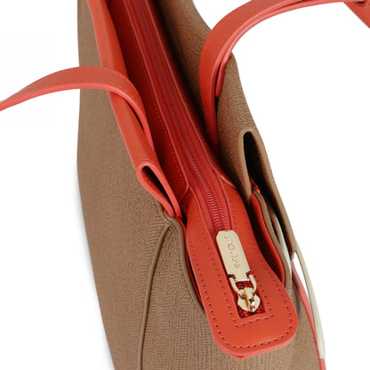 Magnolia PU Leather Women Brown Tote Bag