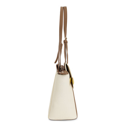 Magnolia PU Leather Women Ivory Tote Bag