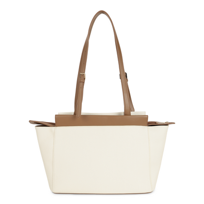 Magnolia PU Leather Women Ivory Tote Bag