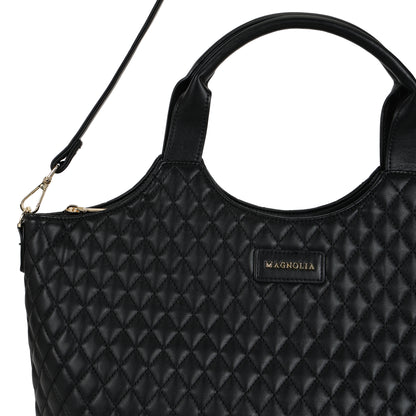 Magnolia PU Leather Women Black Tote Bag