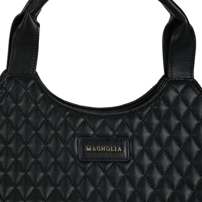 Magnolia PU Leather Women Black Tote Bag