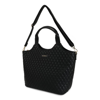 Magnolia PU Leather Women Black Tote Bag