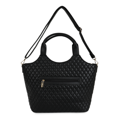 Magnolia PU Leather Women Black Tote Bag