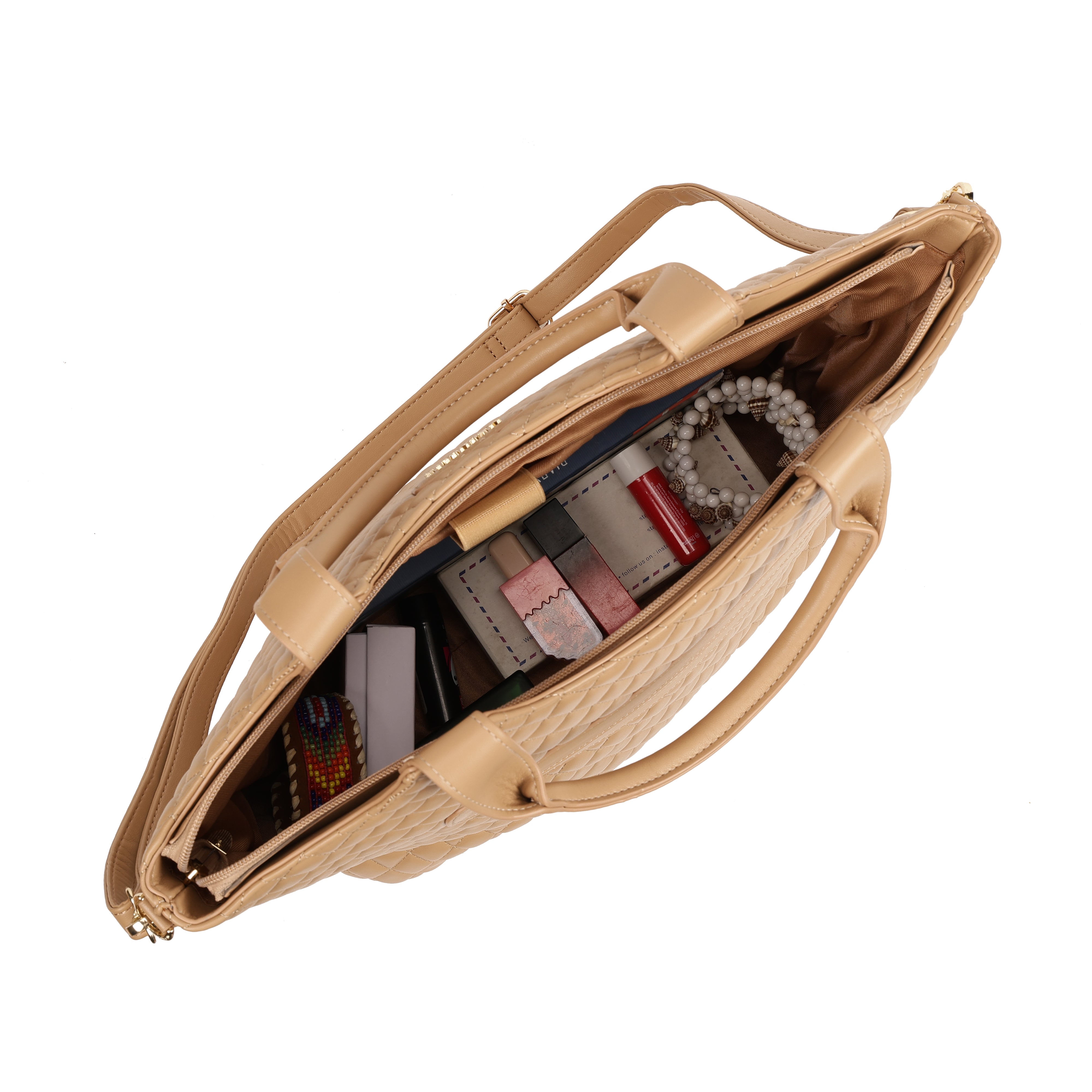 Magnolia PU Leather Women Khaki Tote Bag