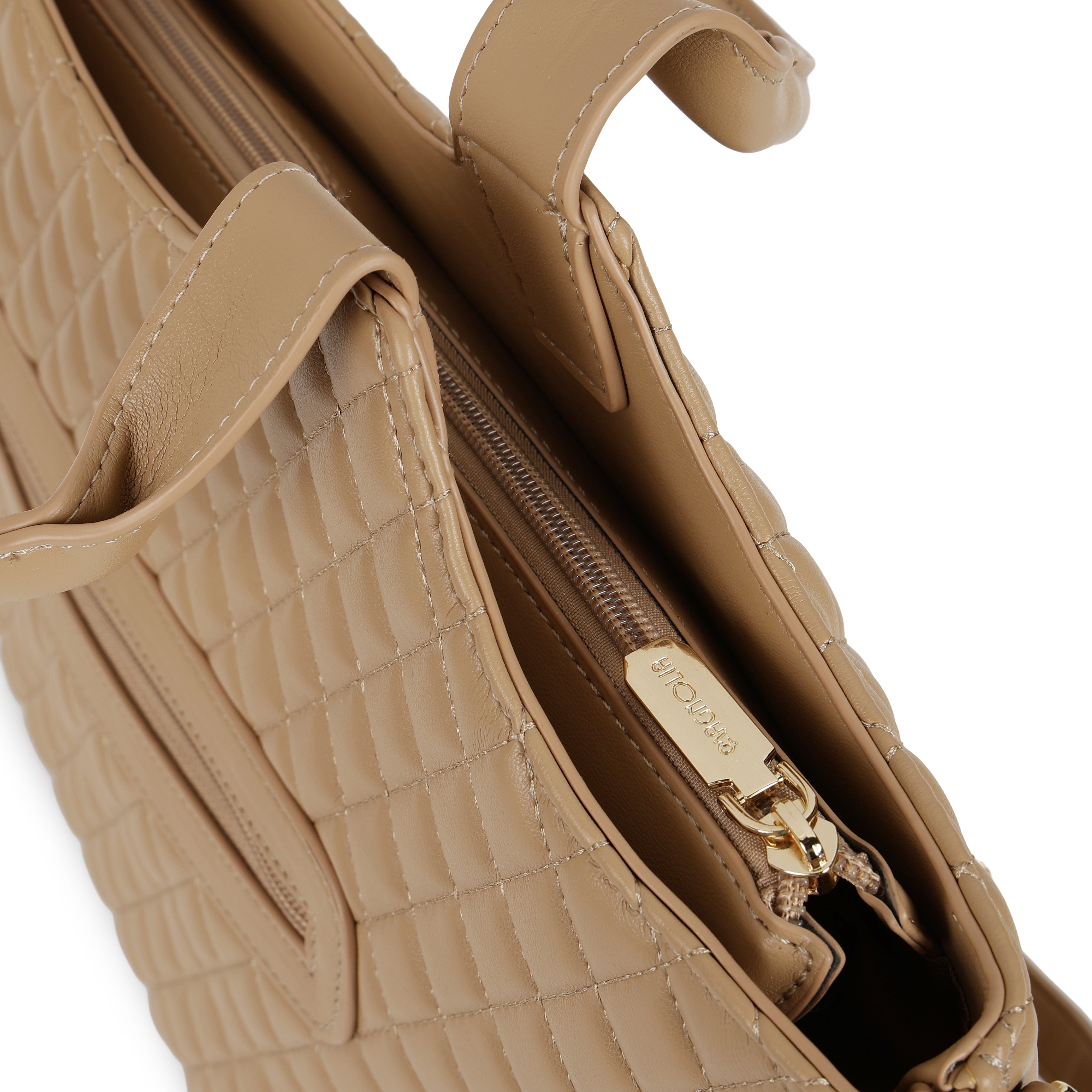 Magnolia PU Leather Women Khaki Tote Bag