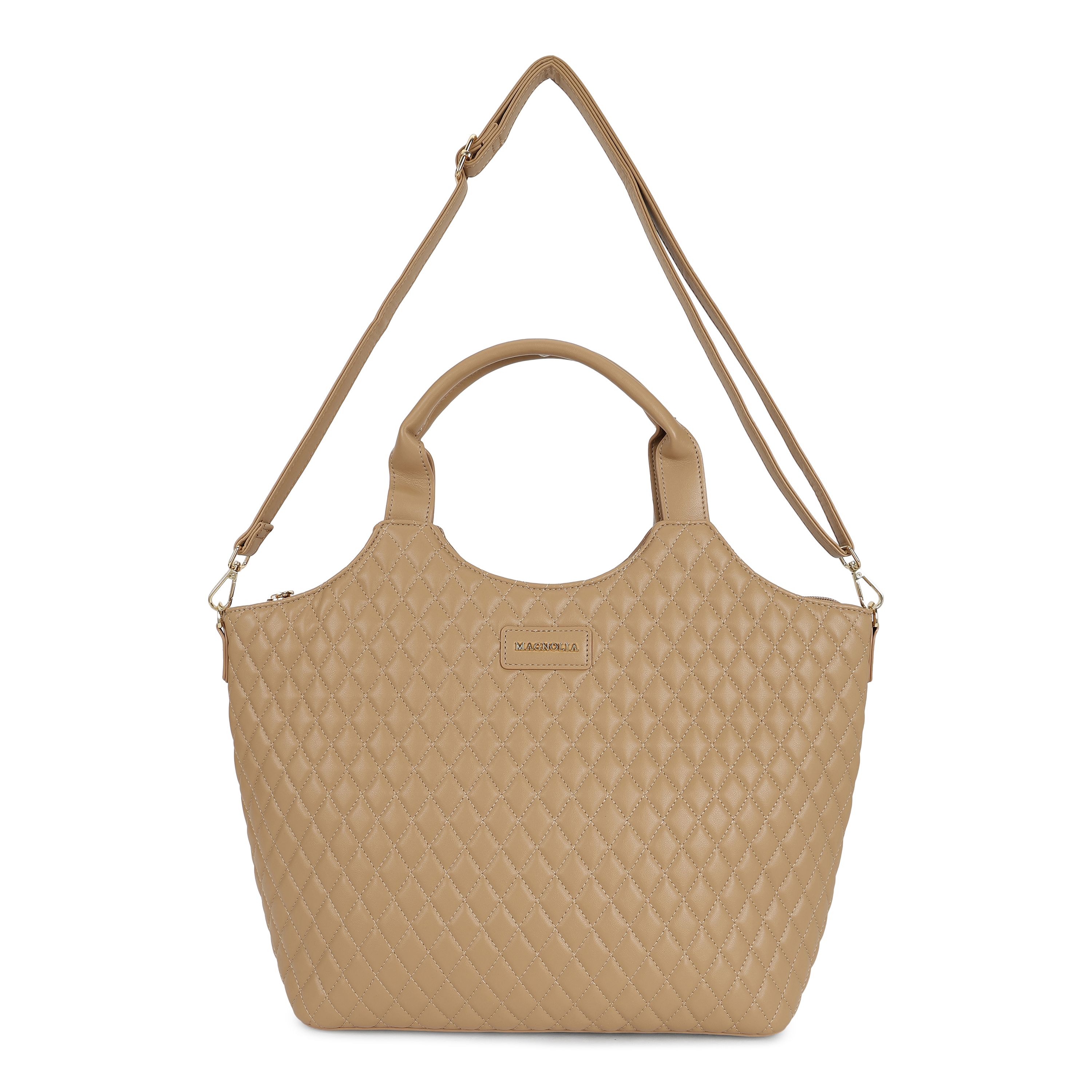 Magnolia PU Leather Women Khaki Tote Bag