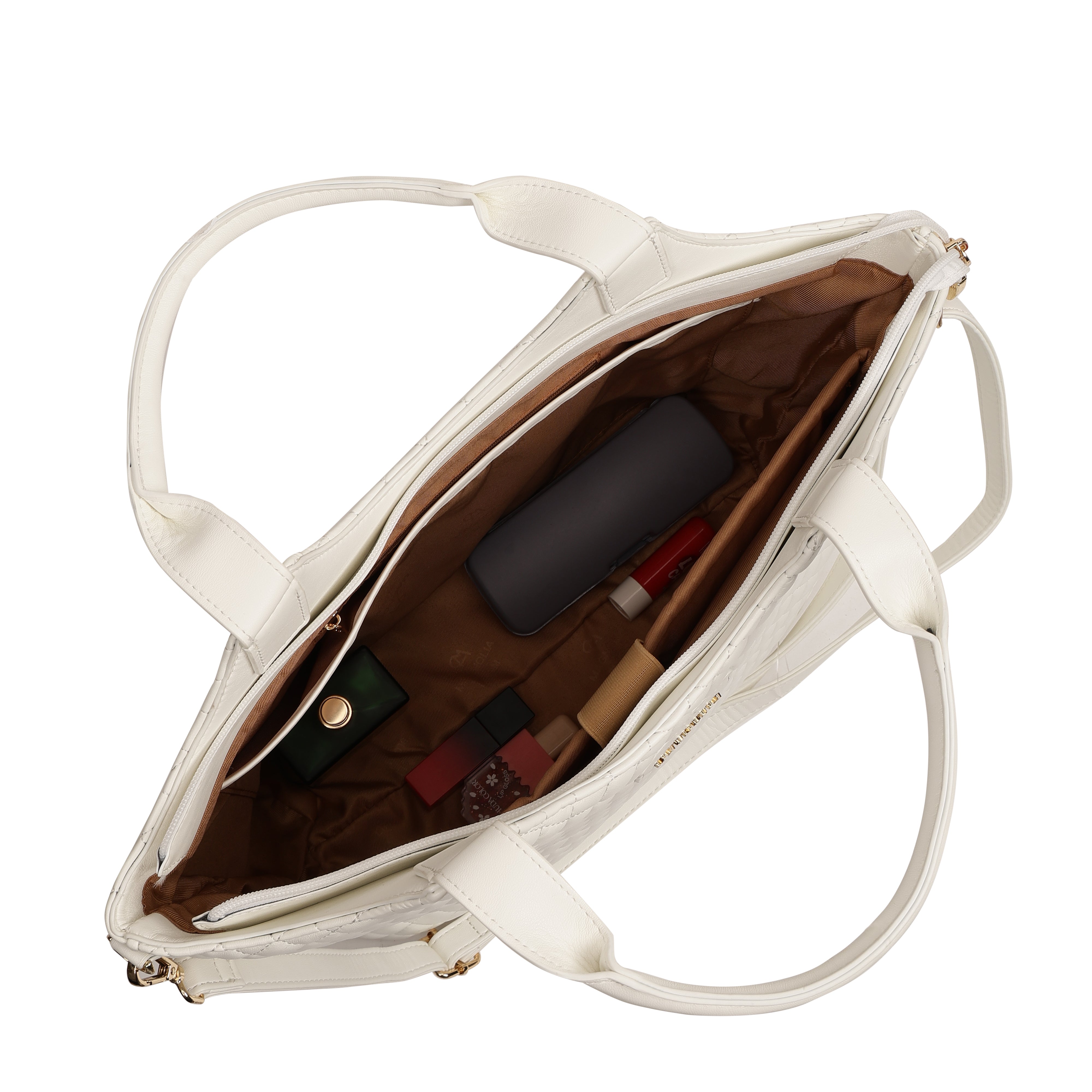 Magnolia PU Leather Women White Tote Bag