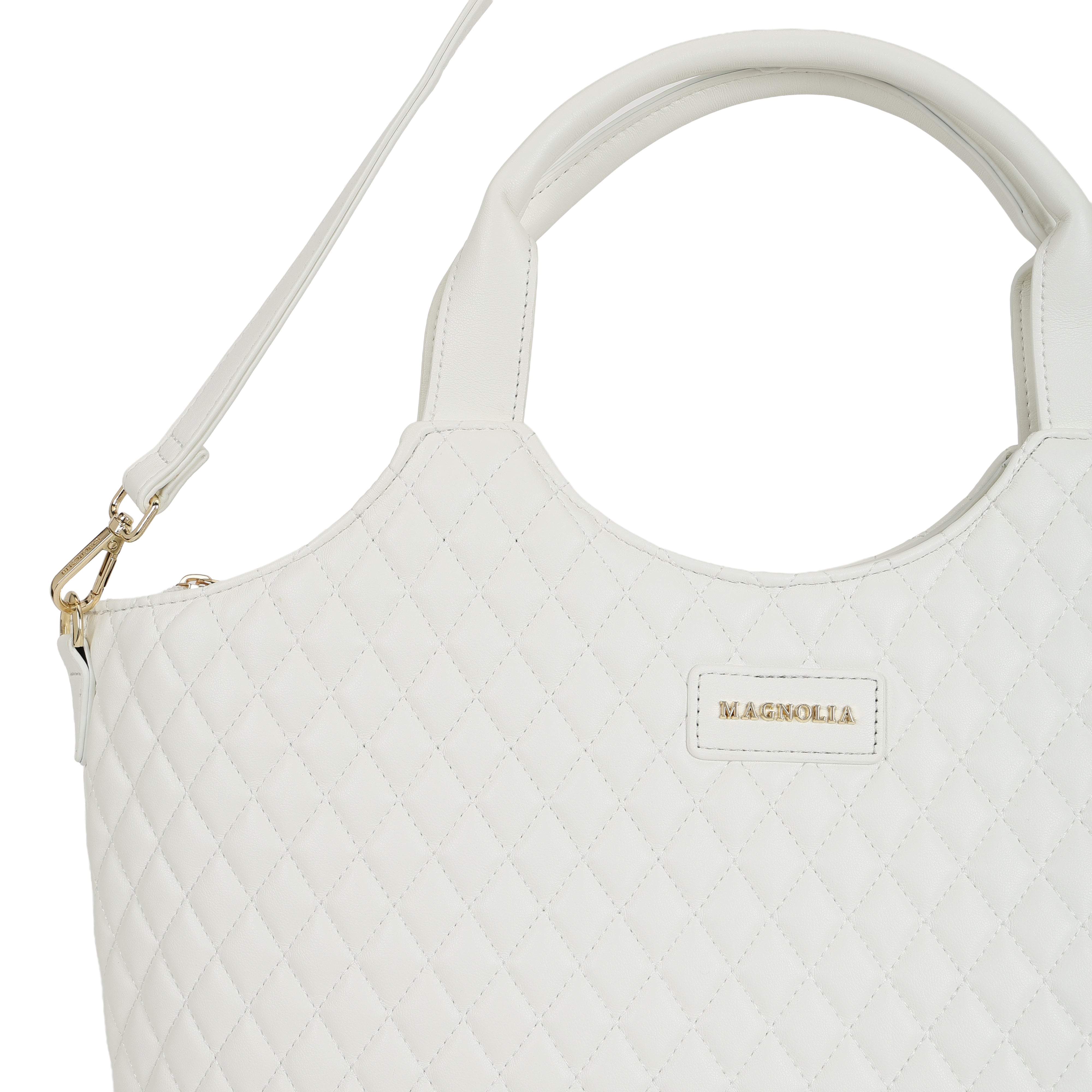 Magnolia PU Leather Women White Tote Bag