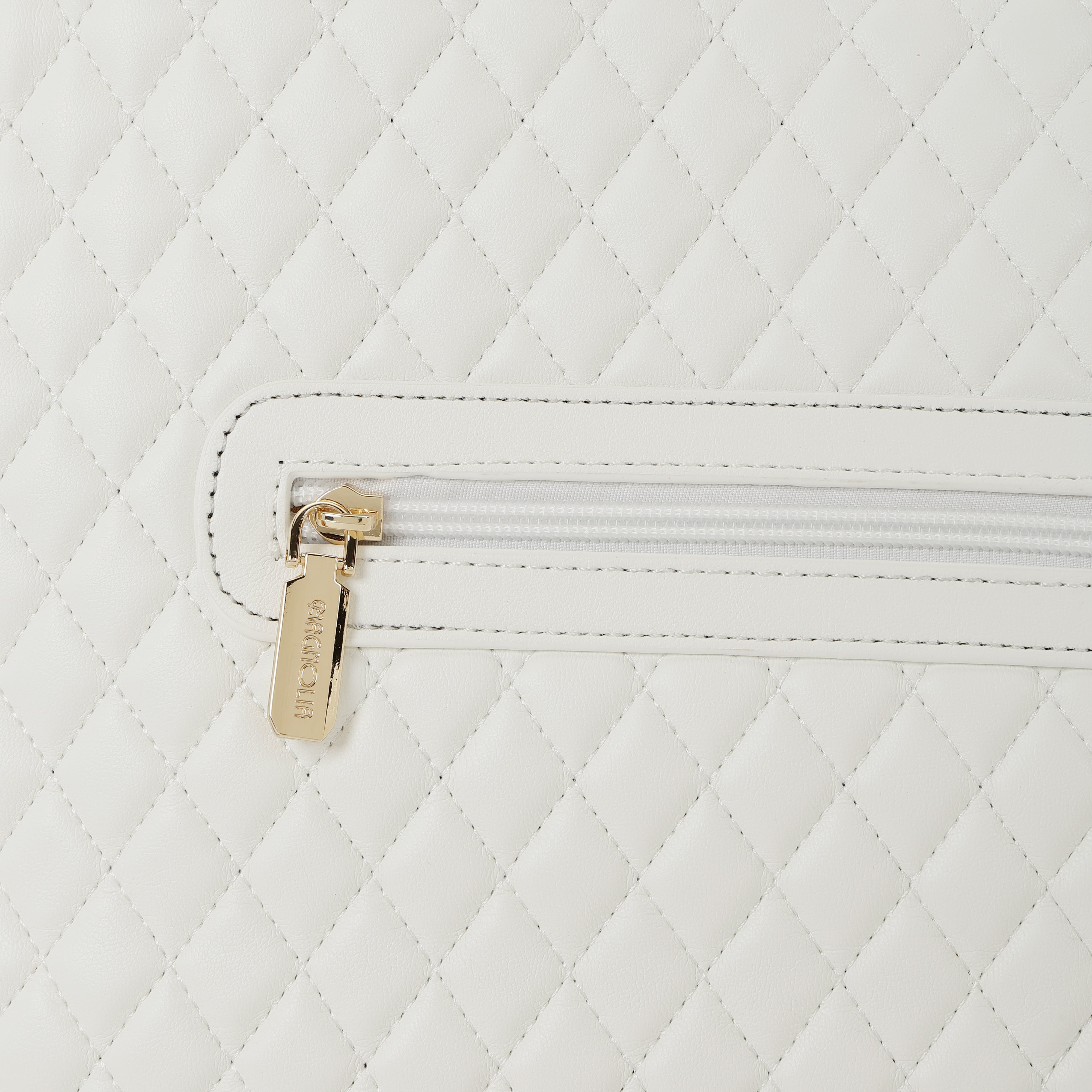 Magnolia PU Leather Women White Tote Bag