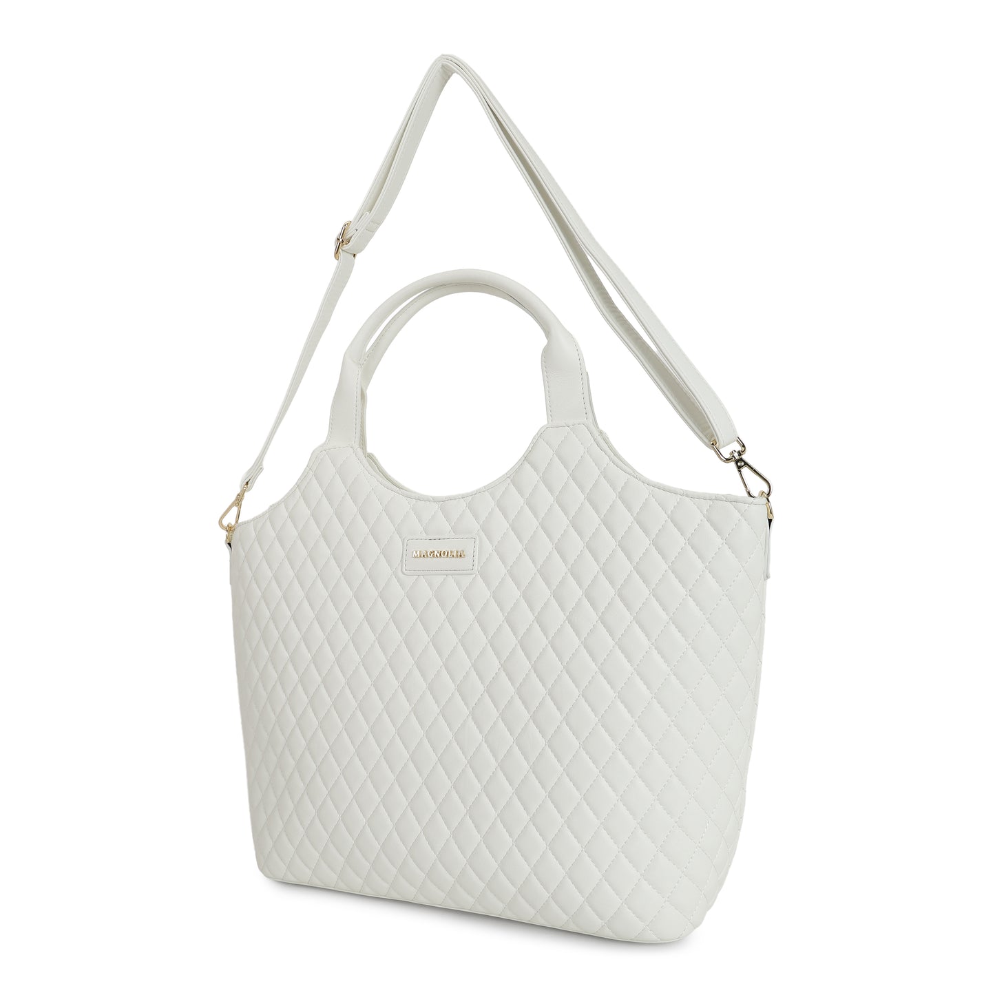 Magnolia PU Leather Women White Tote Bag