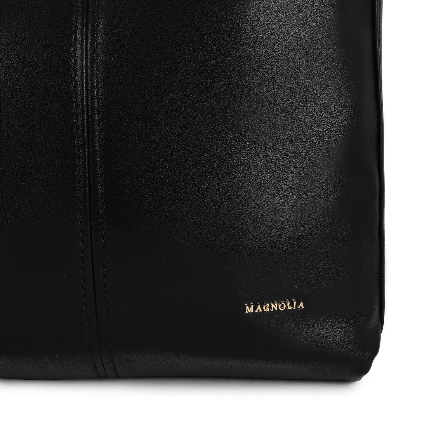 Magnolia PU Leather Women Black Tote Bag