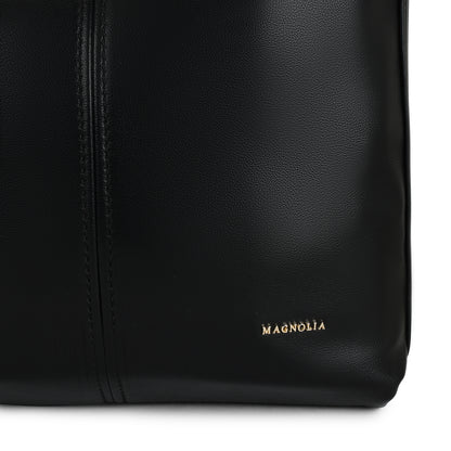 Magnolia PU Leather Women Black Tote Bag