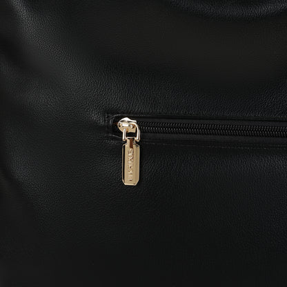 Magnolia PU Leather Women Black Tote Bag