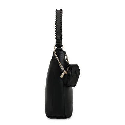 Magnolia PU Leather Women Black Tote Bag