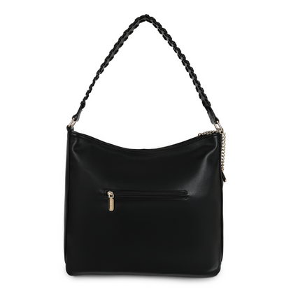 Magnolia PU Leather Women Black Tote Bag