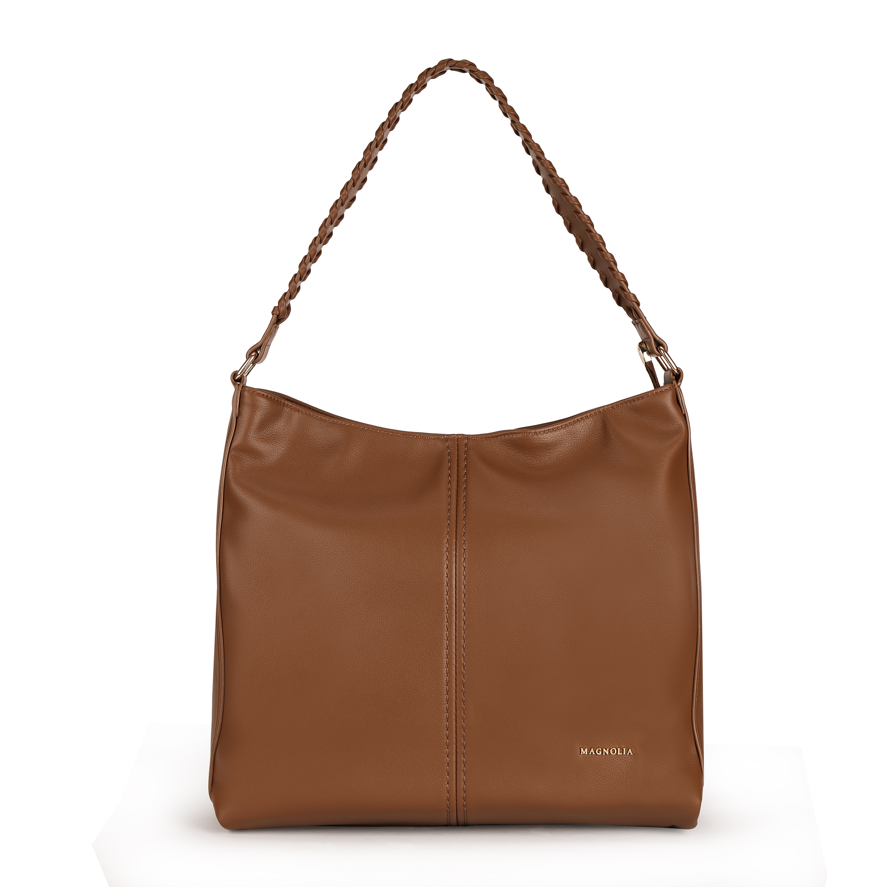 Magnolia PU Leather Women Brown Tote Bag