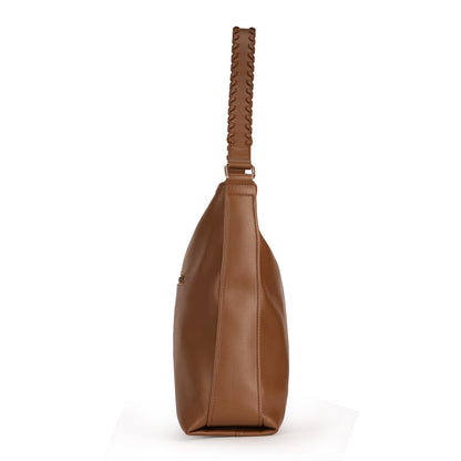 Magnolia PU Leather Women Brown Tote Bag
