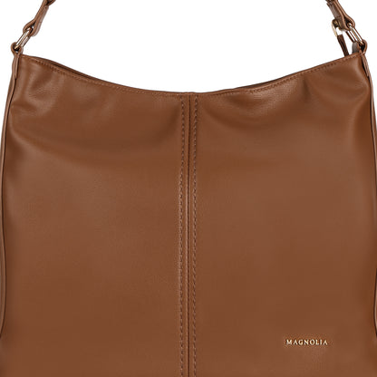 Magnolia PU Leather Women Brown Tote Bag