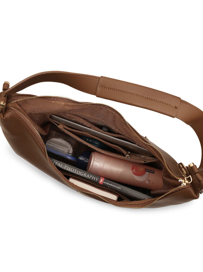 Magnolia Brown PU Leather Solid One Size Women Tote