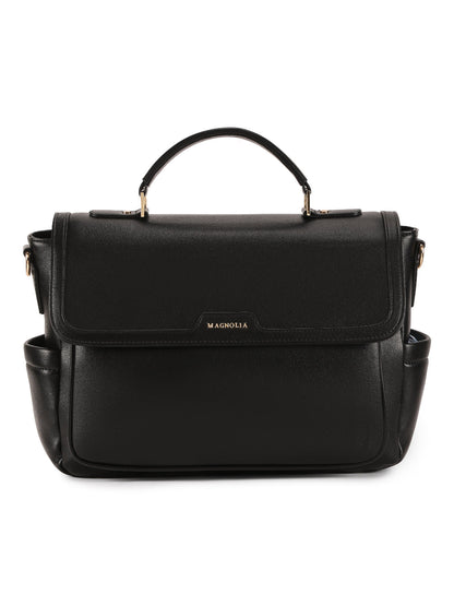Magnolia Black PU Leather Solid One Size Women Laptop Bag