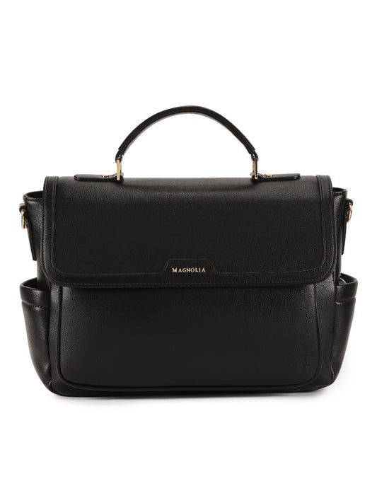 Magnolia Black PU Leather Solid One Size Women Laptop Bag