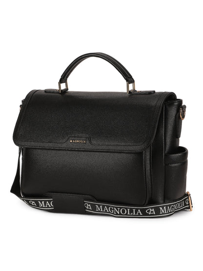 Magnolia Black PU Leather Solid One Size Women Laptop Bag