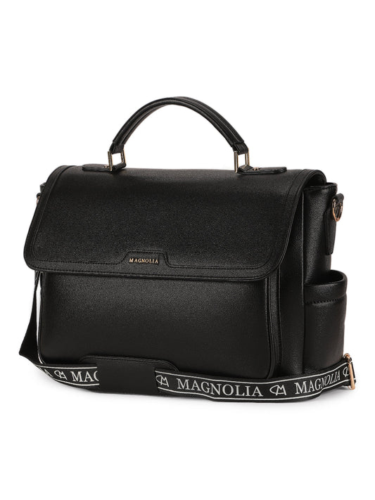 Magnolia Black PU Leather Solid One Size Women Laptop Bag