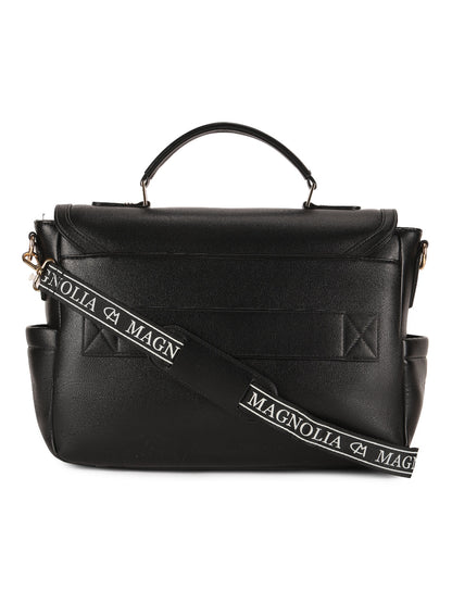 Magnolia Black PU Leather Solid One Size Women Laptop Bag